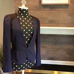 H&M Navy & Black Cropped Suit Jacket